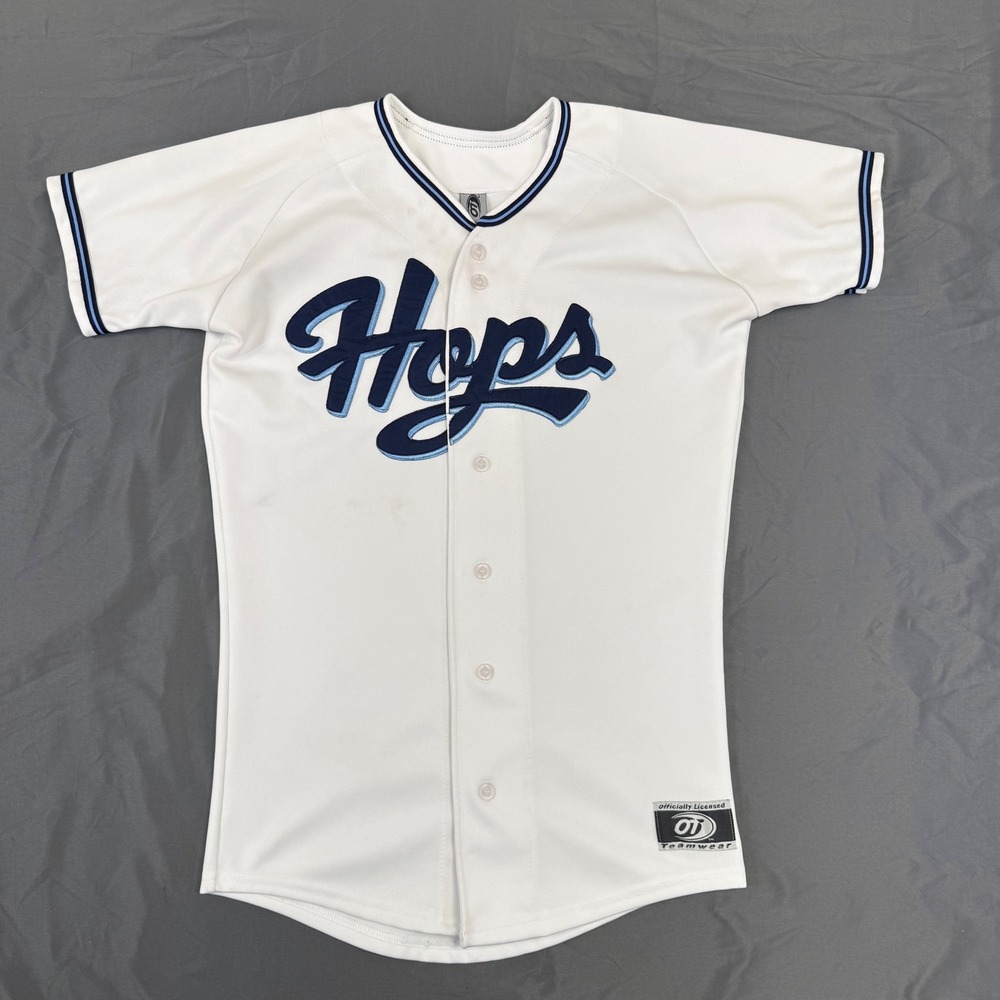 OT Sports Hillsboro Hops Baseball Jersey Kids Youth Large White Button Up USA